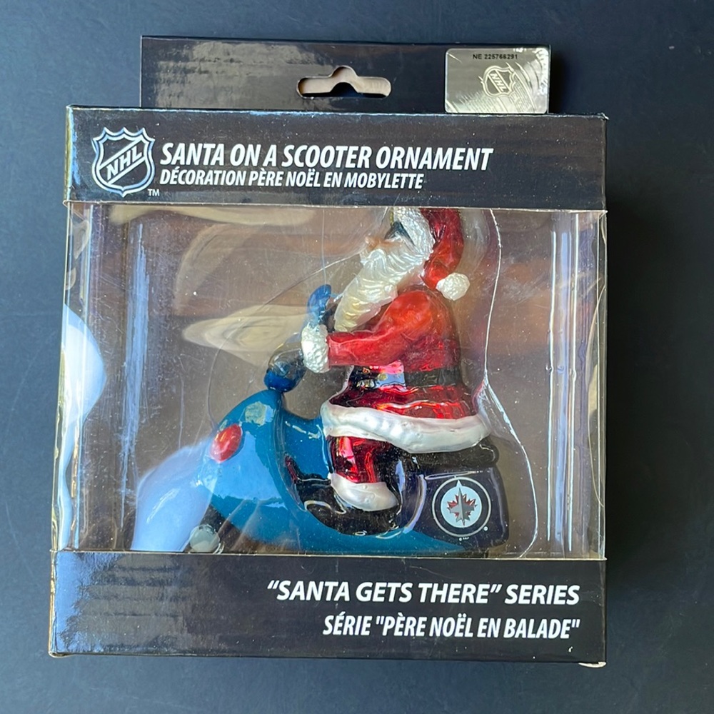 New NHL Winnipeg Jets Santa on a Scooter Ornament Christmas Decor Gift Idea